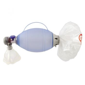 Resuscytator Silikonowy Ambu Oval  PLUS dla dorosłych, rezerwuar tlenu,  maska z otwartym mankietem