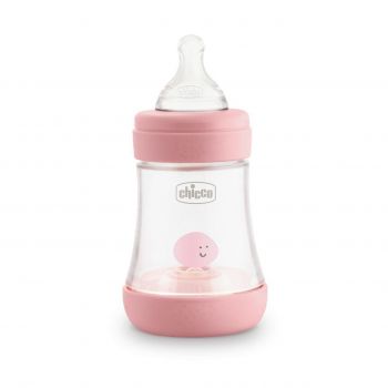 CHICCO PERFECT5 150 ML 0M+ GIRL  BUTELKA ANTYKOLKOWA SMOCZEK SILIKONOWY, PRZEPŁYW WOLNY