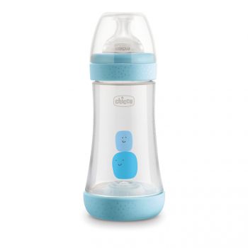 CHICCO PERFECT5 240 ML 2M+ BOY Butelka antykolkowa, smoczek silikonowy, przepływ średni