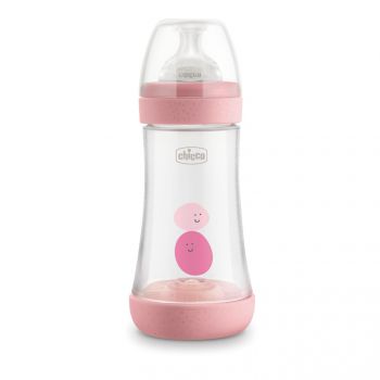 CHICCO PERFECT5 240 ML 2M+ GIRL Butelka antykolkowa, smoczek silikonowy, przepływ średni