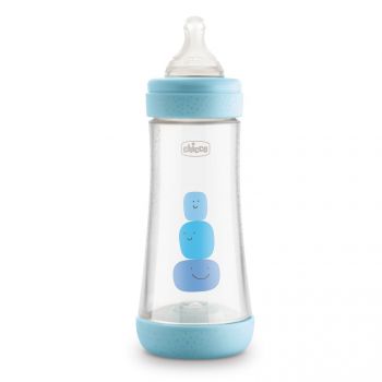 CHICCO PERFECT5 300 ML, 4M+ BOY Butelka antykolkowa, smoczek silikonowy, przepływ szybki