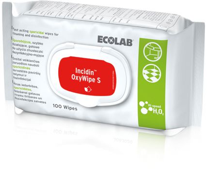 Ecolab Incidin OxyWipe S 100 chusteczek SPOROBÓJCZA DEZYNFEKCJA MAŁYCH POWIERZCHNI