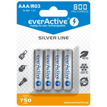 everActive Silver Line R03/AAA Akumulator  Ni-MH 800 mAh opakowanie 4 szt.