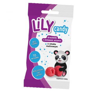 Drażetki LiLY Candy z zestawem 10 witamin-1 sztuka o smaku malinowym