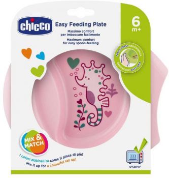 Chicco talerz do karmienia 6 m +-różowy w trzech kolorach